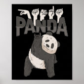 ILY Panda ASL Hand Gesture Deaf Hearing Loss Aware Poster (Voorkant)