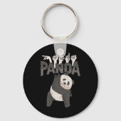 ILY Panda ASL Hand Gesture Deaf Hearing Loss Aware Sleutelhanger (Voorkant)