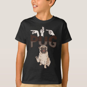 ILY Pug ASL Handgebaar Doof Gehoorverlies Bewustzi T-shirt