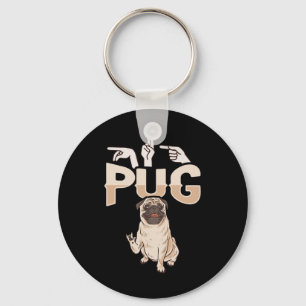 Ily Pug Gebarentaal Hand Gebaar Dove Gehoorverlies Sleutelhanger