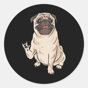 Ily Pug Hond Asl Hand Gebaar Dove Gehoorverlies Aw Ronde Sticker