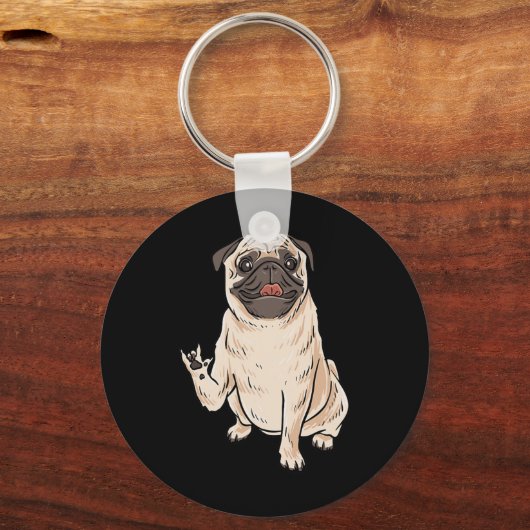 ILY PUG HOND ASL Handgebaar Doof Gehoorverlies Awa Sleutelhanger (Voorkant)