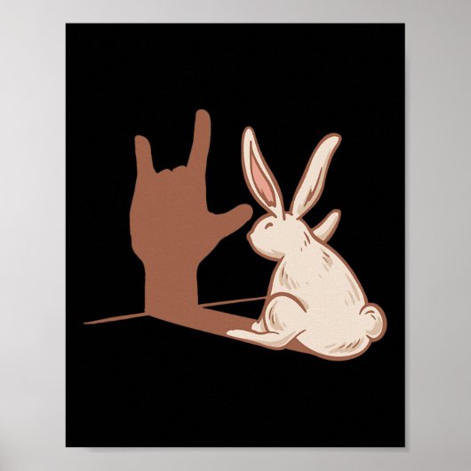 Ily Rabbit Asl Hand Gesture Deaf Hearing Loss Awar Poster (Voorkant)