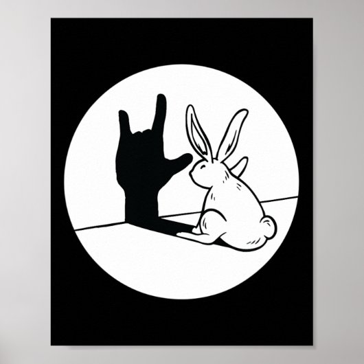 ILY Rabbit ASL Hand Gesture Deaf Hearing Loss Awar Poster (Voorkant)