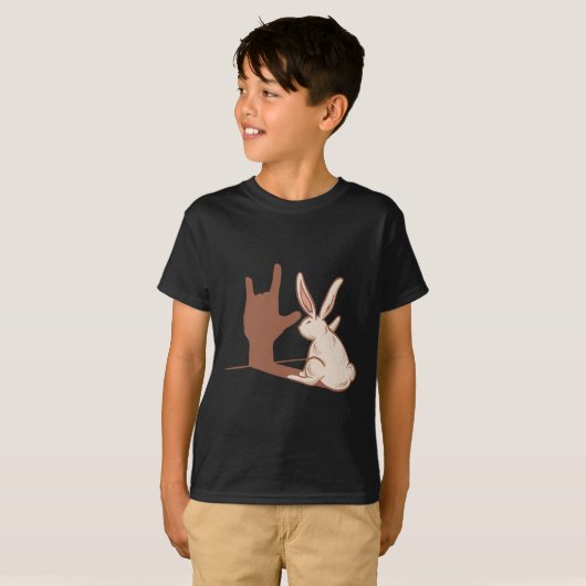 ILY Rabbit ASL Hand Gesture Deaf Hearing Loss Awar T-shirt (Voorkant volledig)