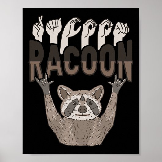Ily Racoon Asl Hand Gesture Deaf Hearing Loss Awar Poster (Voorkant)