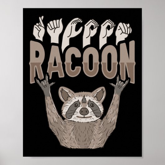 Ily Racoon Asl Hand Gesture Deaf Hearing Loss Awar Poster (Voorkant)