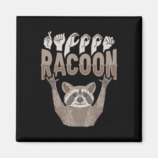 ILY Racoon ASL Handgebaar Doof Gehoorverlies Awar Magneet (Voorkant)