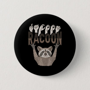 ILY Racoon ASL Handgebaar Doof Gehoorverlies Awar Ronde Button 5,7 Cm