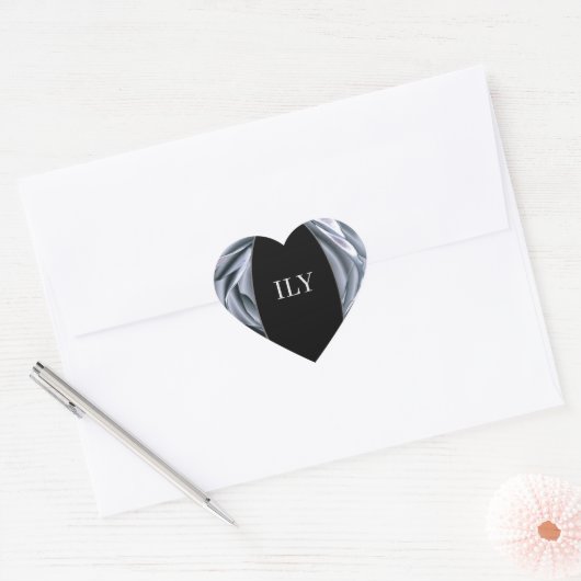 ILY Silver en Black Hart Sticker (Envelop)