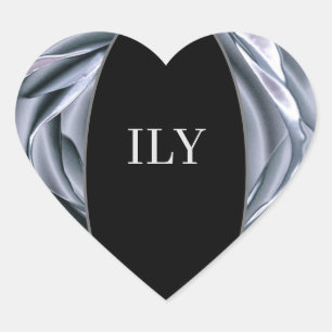 ILY Silver en Black Hart Sticker