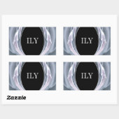 ILY Silver en Black Rectangle Sticker (Vel)