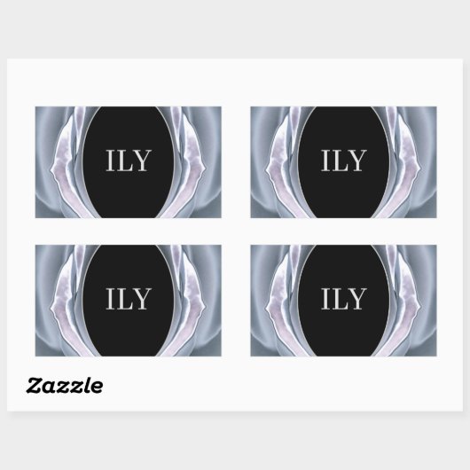 ILY Silver en Black Rectangle Sticker (Vel)