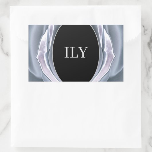 ILY Silver en Black Rectangle Sticker (Tas)