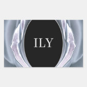 ILY Silver en Black Rectangle Sticker (Voorkant)