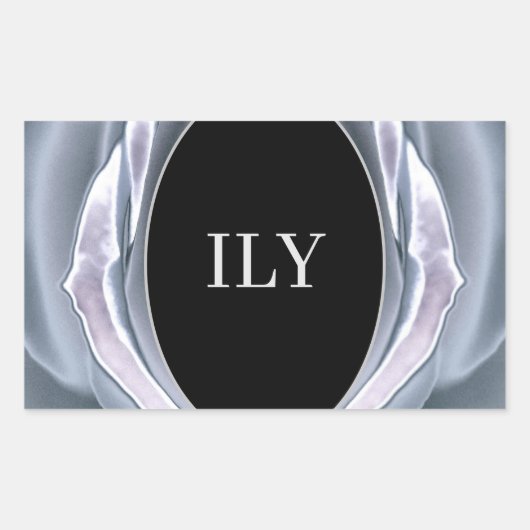 ILY Silver en Black Rectangle Sticker (Voorkant)