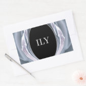 ILY Silver en Black Rectangle Sticker (Envelop)