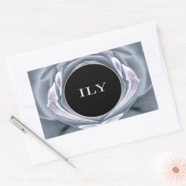 ILY Silver en Black Rectangle Sticker