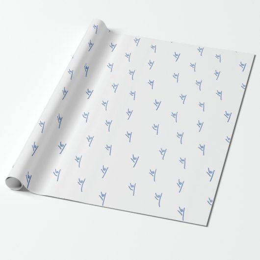 ILY Sketchy Hands Blue - Chanoeka Cadeaupapier (Uitgerold)