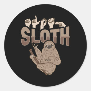ILY Sloth ASL Handgebaar Doof Gehoorverlies Aware Ronde Sticker