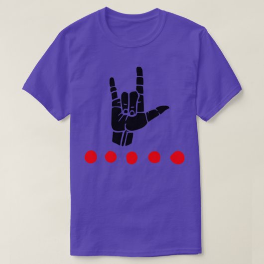 ILY-teken plus rode stippen ASL Sign Language Desi T-shirt (Design voorkant)
