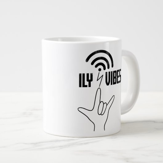 ILY Vibes - ASL Design  Grote Koffiekop (Voorkant rechts)