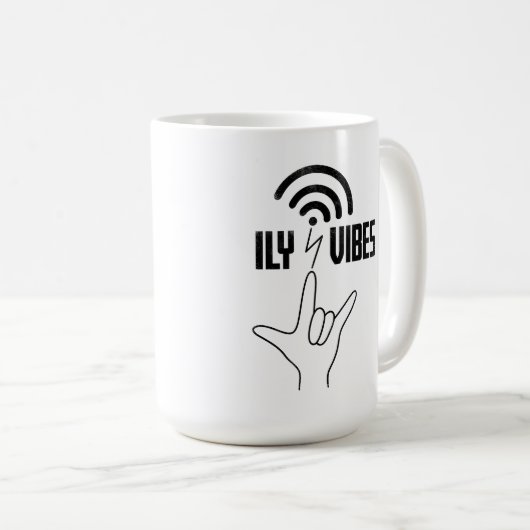 ILY Vibes - ASL Design  Koffiemok (Voorkant rechts)