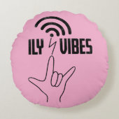 ILY Vibes - ASL Design  Rond Kussen (Voorkant)