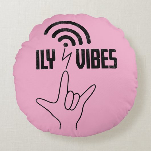 ILY Vibes - ASL Design  Rond Kussen (Voorkant)