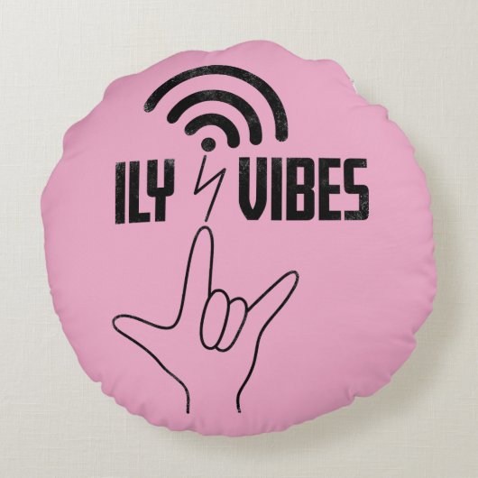 ILY Vibes - ASL Design  Rond Kussen (Achterkant)