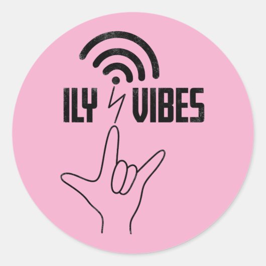 ILY Vibes - ASL Design  Ronde Sticker (Voorkant)