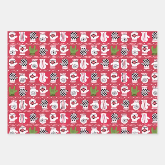 ILY Winter Handschoenen rood en groen Inpakpapier Vel (Voorkant 3)