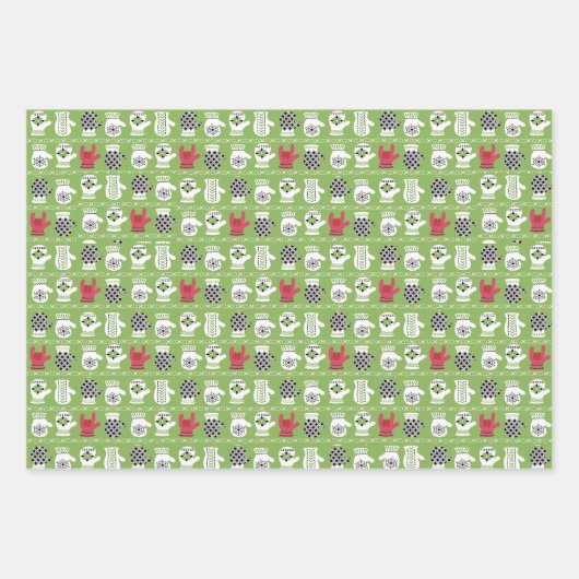 ILY Winter Handschoenen rood en groen Inpakpapier Vel (Voorkant 2)