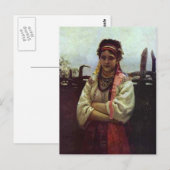 Ilya Repin-Oekraïens meisje door een hek Briefkaart (Voorkant / Achterkant)