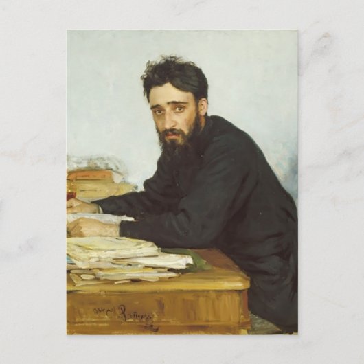Ilya Repin - Portret van de schrijver Vsevolod Gar Briefkaart (Voorkant)