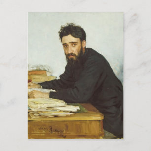 Ilya Repin - Portret van de schrijver Vsevolod Gar Briefkaart
