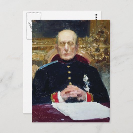 Ilya Repin - Portret van Konstantin Pobedonostsev Briefkaart (Voorkant / Achterkant)