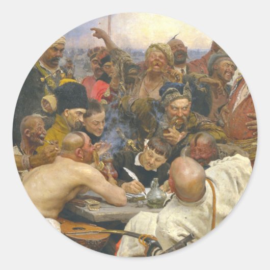 Ilya Repin Reply of the Zaporozhian Cossacks Ronde Sticker (Voorkant)