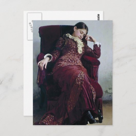 Ilya Repin-Rest. Portret van Vera Repina Briefkaart (Voorkant / Achterkant)