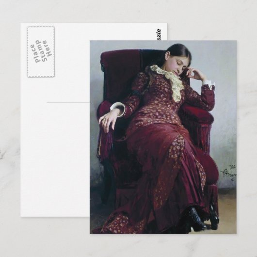 Ilya Repin-Rest. Portret van Vera Repina Briefkaart (Voorkant / Achterkant)