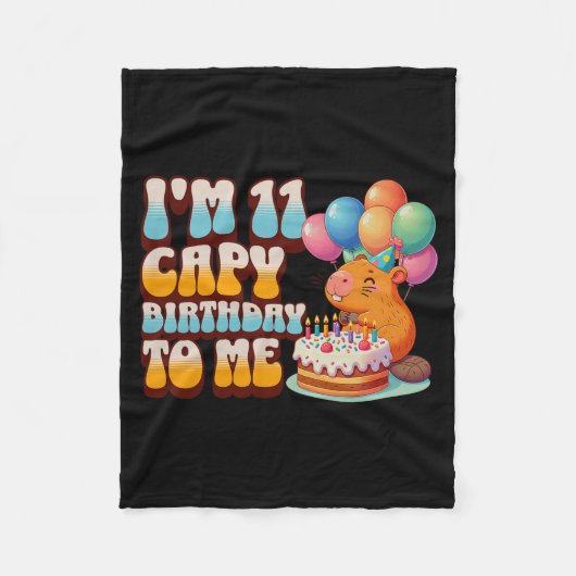 I'm 11 Capy Birthday To Me 11th Capybara Bday Part Fleece Deken (Voorkant)