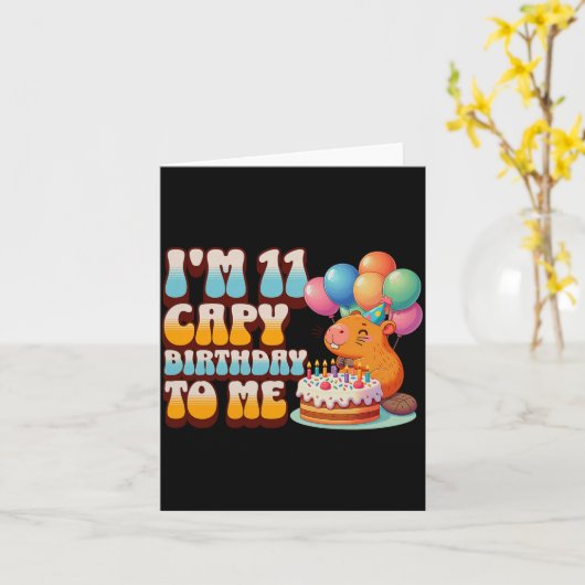 I'm 11 Capy Birthday To Me 11th Capybara Bday Part Kaart (Gele Bloem)
