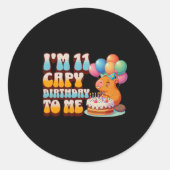 I'm 11 Capy Birthday To Me 11th Capybara Bday Part Ronde Sticker (Voorkant)