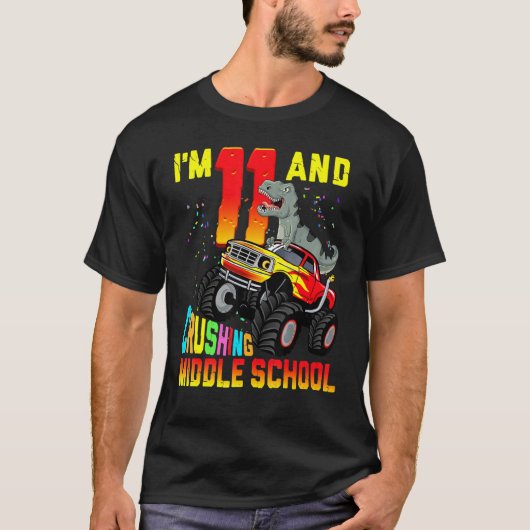 Im 11 en druppelend middelbaar schooldinosaurus vr t-shirt (Voorkant)