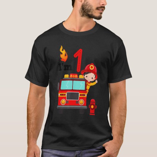 I'm 1st Birthday Boy Fire Engine Truck Toddler Fir T-shirt (Voorkant)