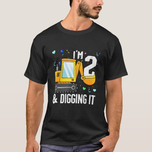 I'm 2 And Digging It Construction Excavator 2nd Bi T-shirt (Voorkant)