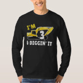 I'm 3 And Digging It 3nd Birthday Party Constructi T-shirt (Voorkant)
