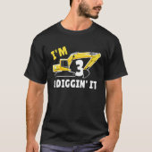I'm 3 And Digging It 3nd Birthday Party Constructi T-shirt (Voorkant)