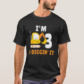 I'm 3 And Digging It 3nd Birthday Party Constructi T-shirt (Voorkant)