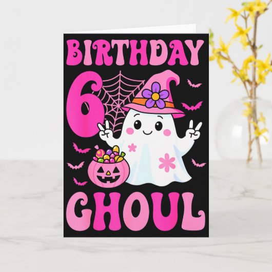 I'm 6 Years Old Girls Cute Ghost It's My 6th Birth Kaart (Gele Bloem)